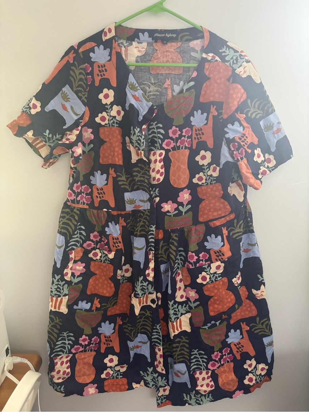 Princess Highway Floral & Animal Print V-Neck Dress - Black Multi